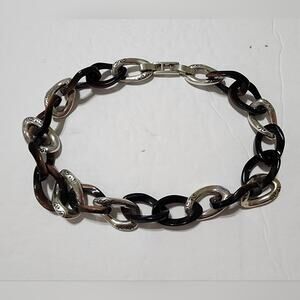 Brighton‎ brown and silver plated scrolled link choker necklace